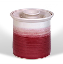 Bone china cannister #1, red/white